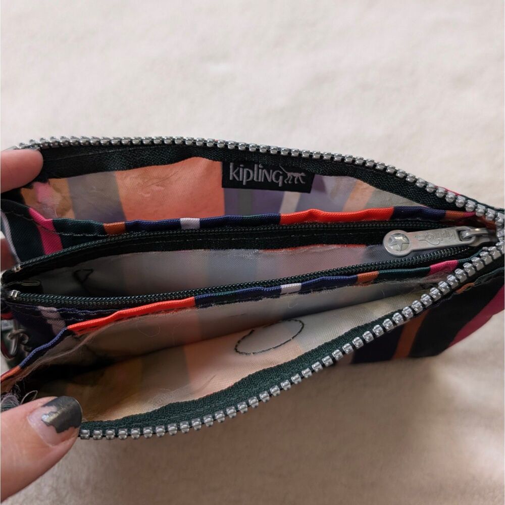 Kipling Creativity Accessory Zip Pouch Striped Gr… - image 4